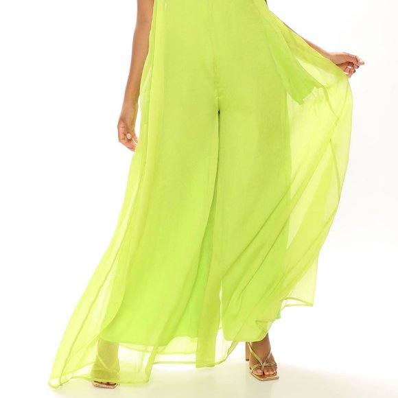 Sexy Citrus Lime Green Backless Jumpsuit - Picture 6 of 7